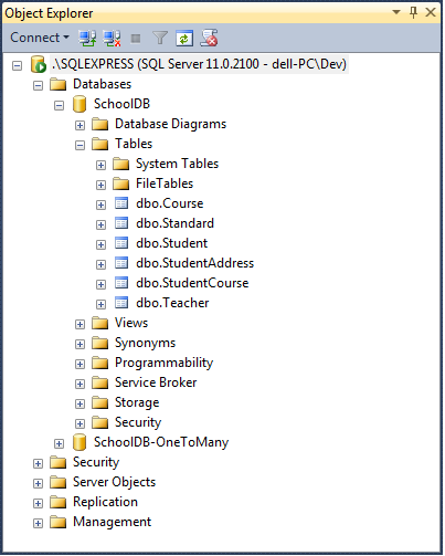 SchoolDB - Example of the database