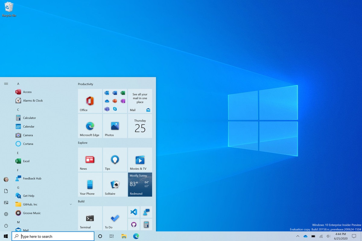 Windows10 new start menu