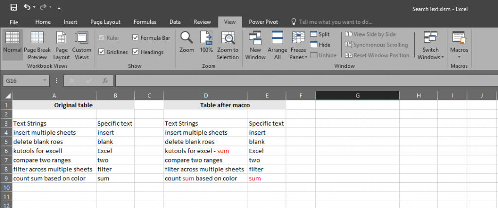 kutools excel count values