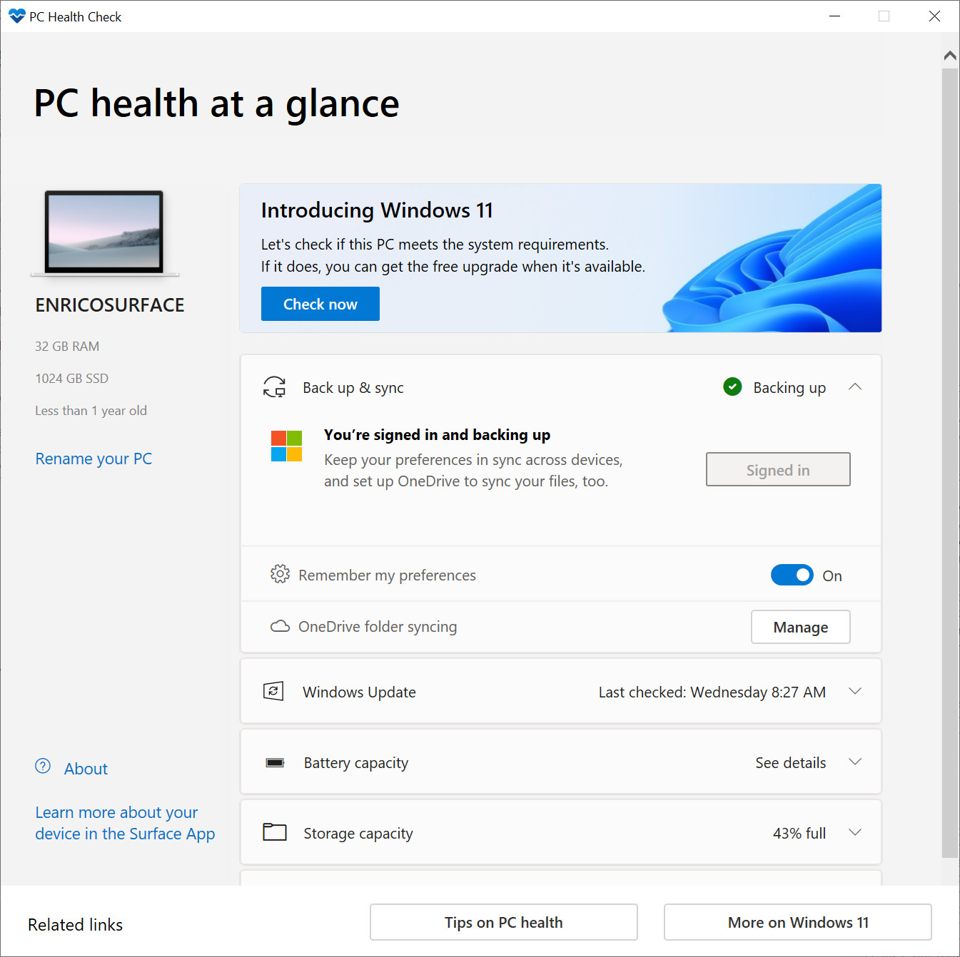 Windows11 PC Health Check